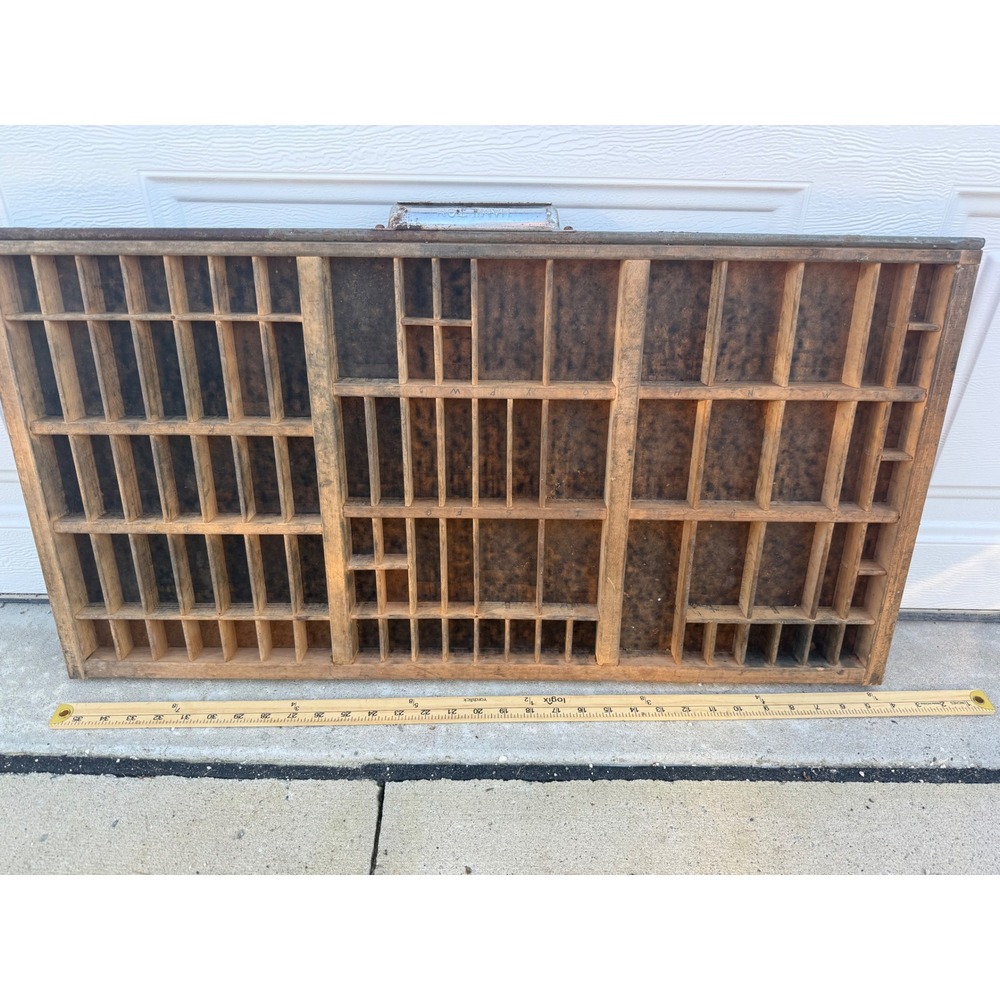 Vintage Hamilton Wood Letterpress Printer Drawer Shadow Box Display Tray 32x16